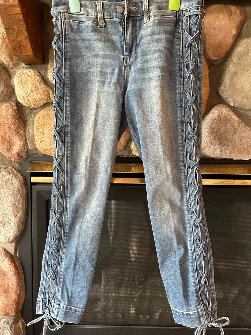 Liverpool Women’s Light Blue Skinny Crop Side Lace-Up Jeans, Size 6